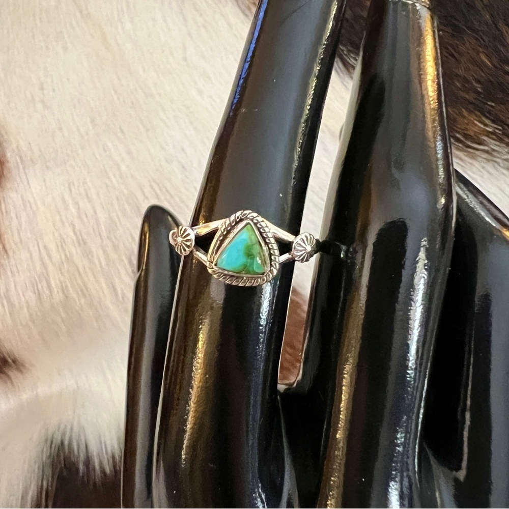 ❤️ Sonoran Gold Turquoise 7.75 Size Ring 925 Southwestern Navajo 2.3 Grams - Picture 5 of 14